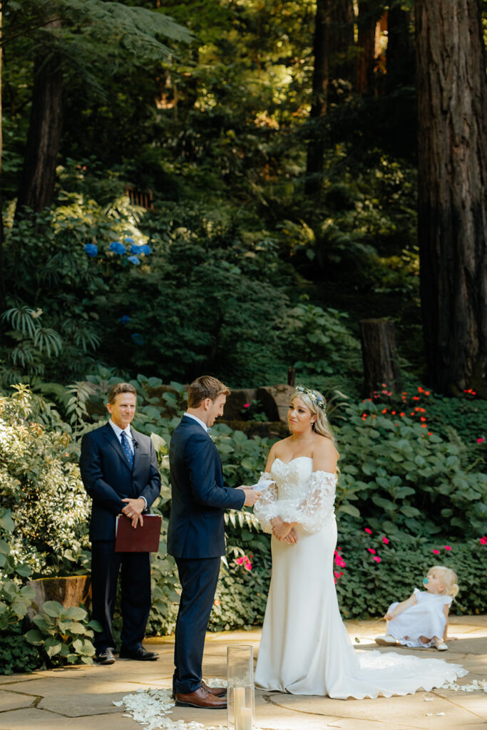 A redwood wedding ceremony at Nestldown wedding venue