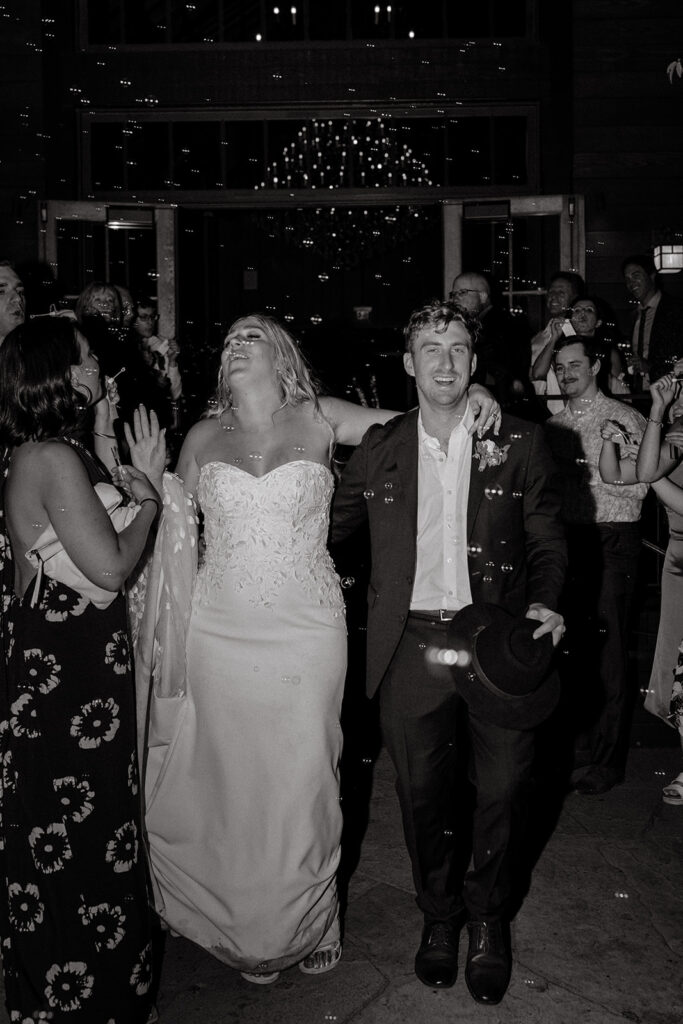 Bride and grooms bubble exit