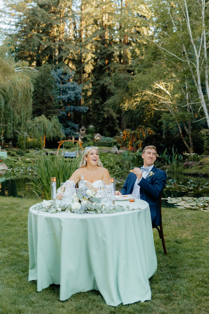 Bride and groom at sweethearts reception table