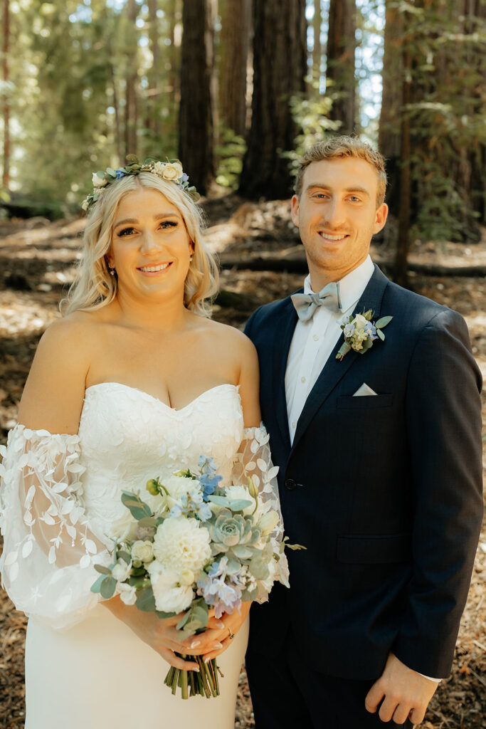 Bride and groom portraits from a redwood wedding at Nestldown wedding venue