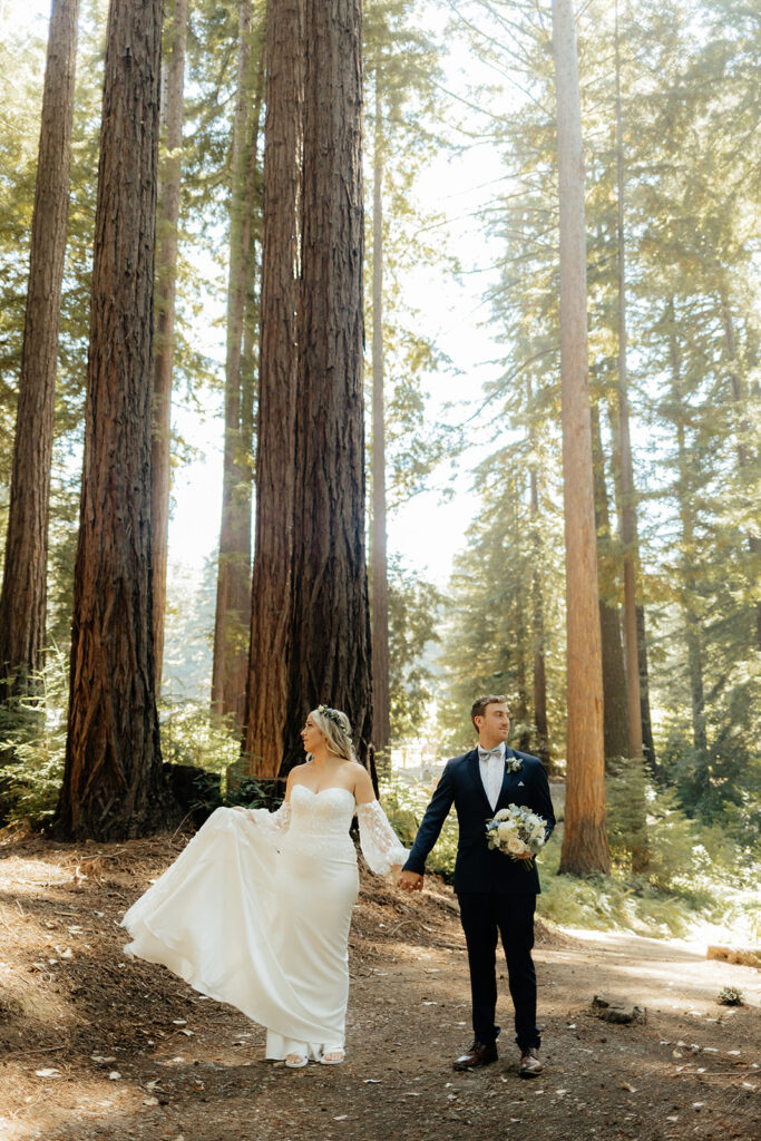 Bride and groom portraits from a redwood wedding at Nestldown wedding venue