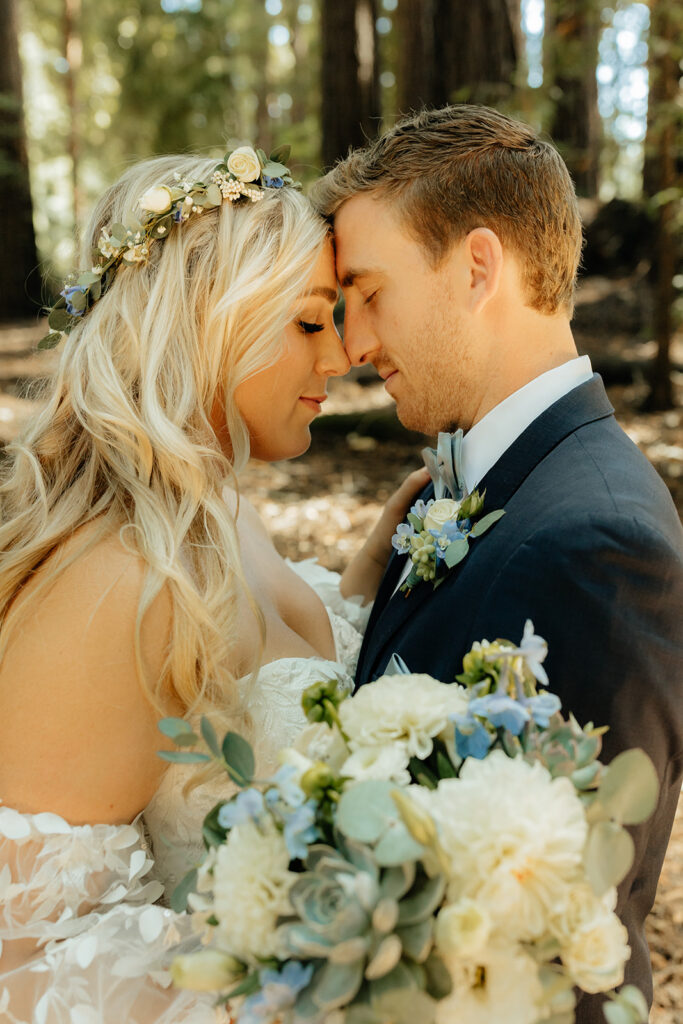 Bride and groom portraits from a redwood wedding at Nestldown wedding venue
