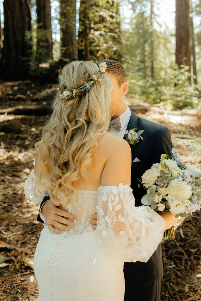Bride and groom portraits from a redwood wedding at Nestldown wedding venue