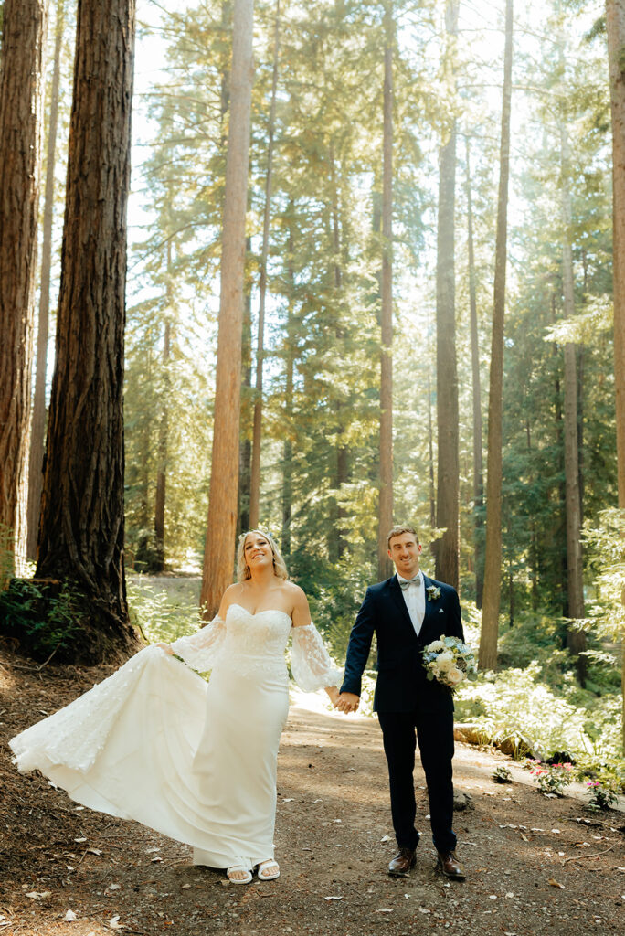 Bride and groom portraits from a redwood wedding at Nestldown wedding venue