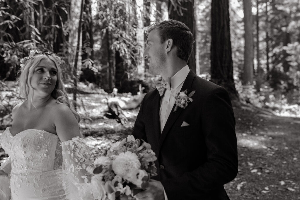 Bride and groom portraits from a redwood wedding at Nestldown wedding venue