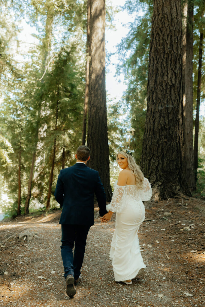 Bride and groom portraits from a redwood wedding at Nestldown wedding venue