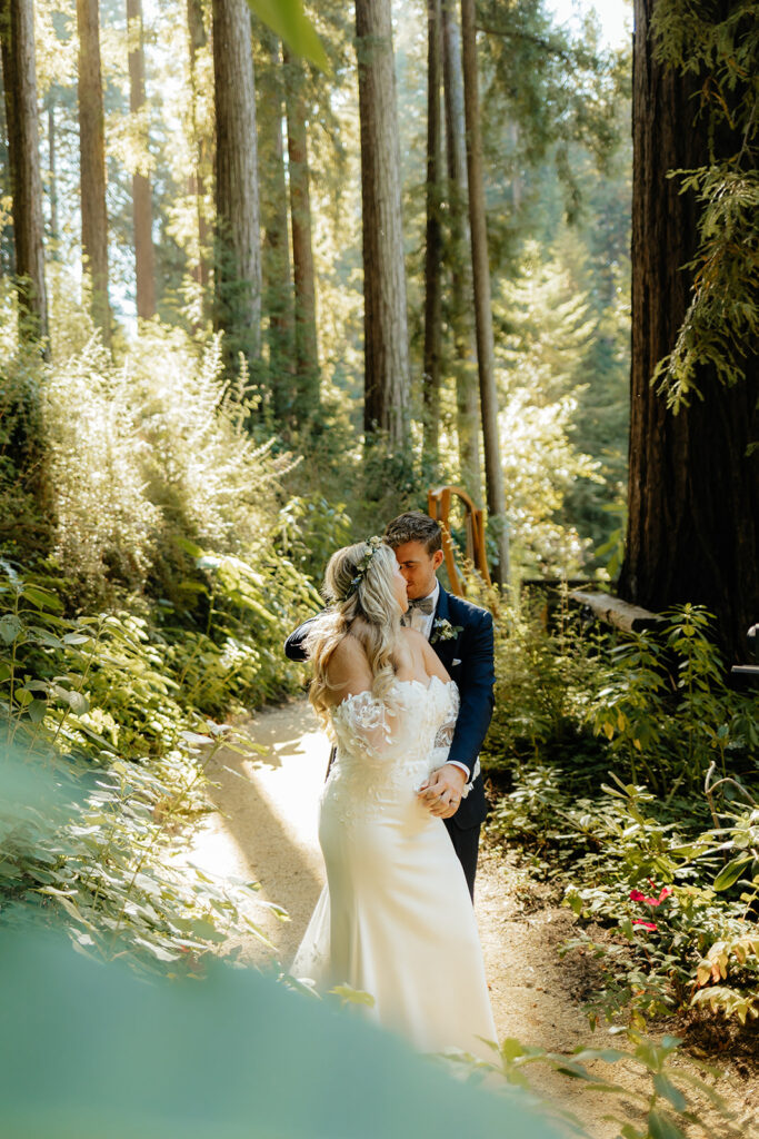 Bride and groom portraits from a redwood wedding at Nestldown wedding venue