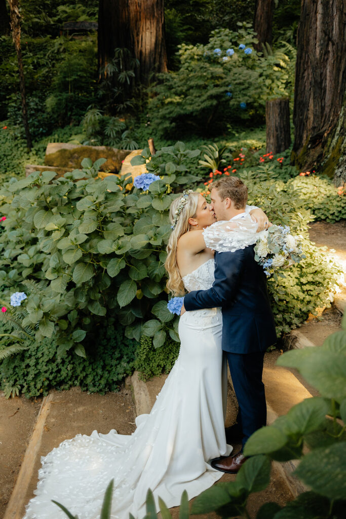 Bride and groom portraits from a redwood wedding at Nestldown wedding venue