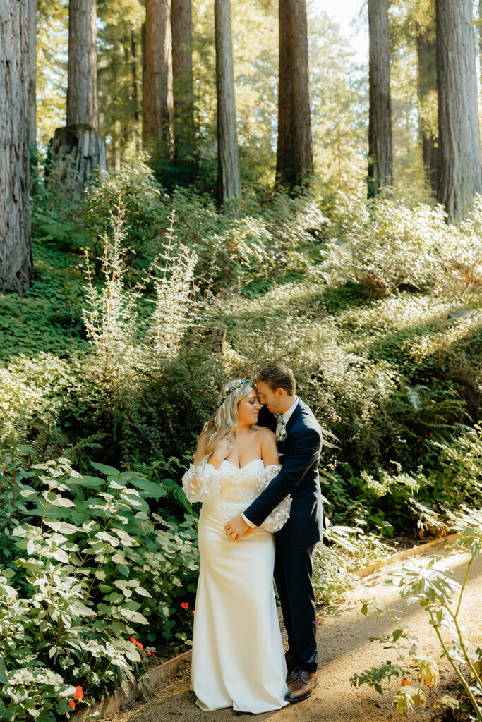 Bride and groom portraits from a redwood wedding at Nestldown wedding venue