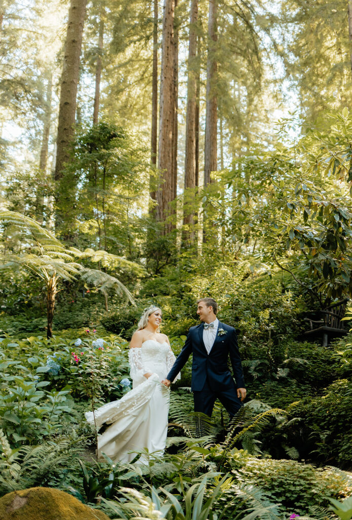 Bride and groom portraits from a redwood wedding at Nestldown wedding venue