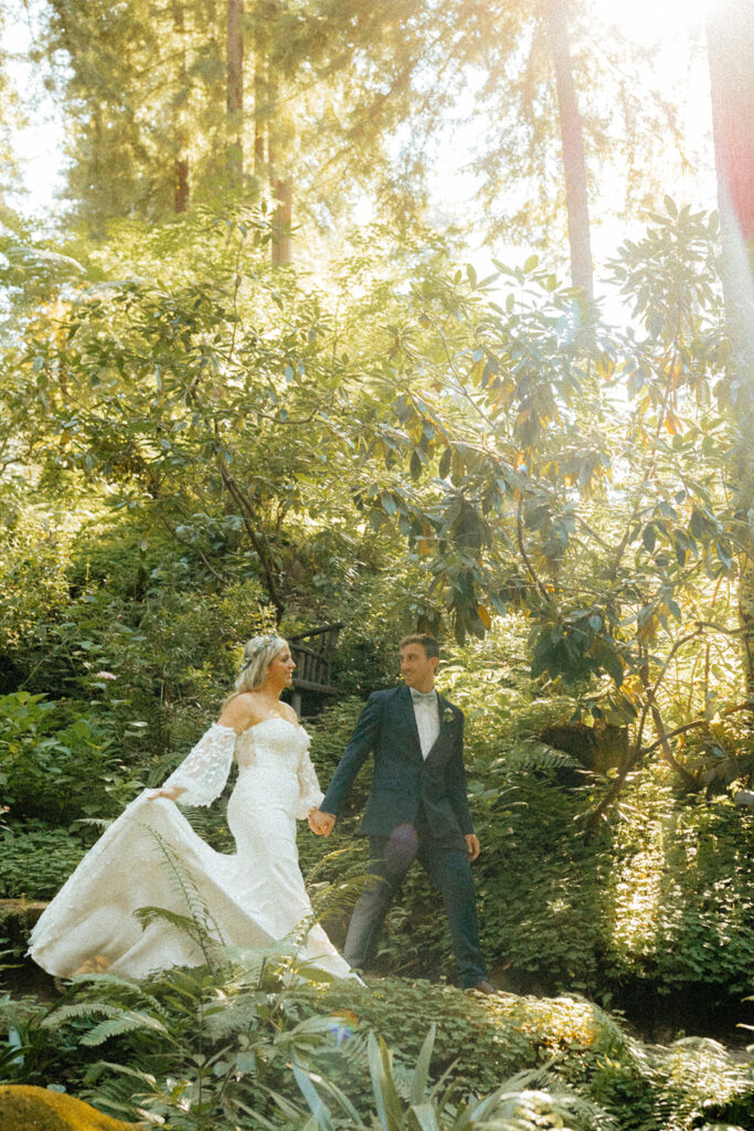 Bride and groom portraits from a redwood wedding at Nestldown wedding venue