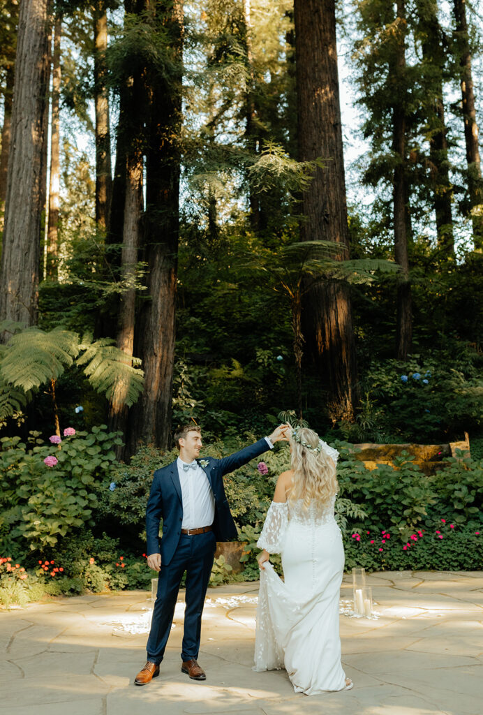 Bride and groom portraits from a redwood wedding at Nestldown wedding venue