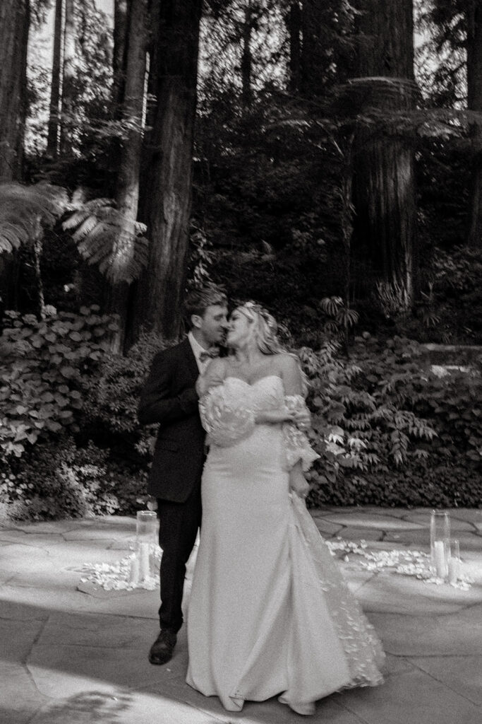Bride and groom portraits from a redwood wedding at Nestldown wedding venue