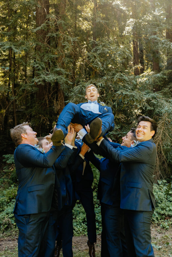 Groom and groomsmen photos from a redwood wedding at Nestldown wedding venue