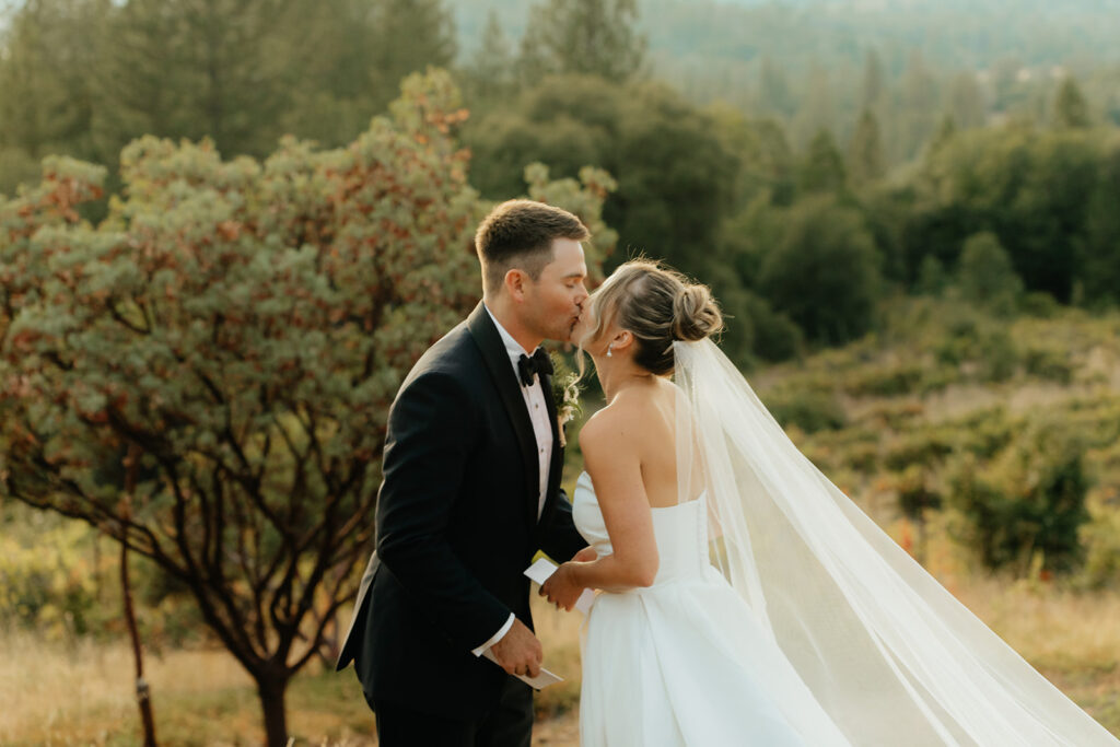 Bride and groom exchanging private vows