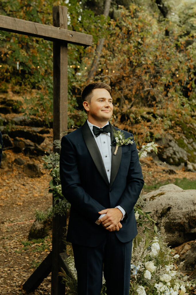 An outdoor ceremony from a glamping wedding weekend at The Ranch at Stoney Creek