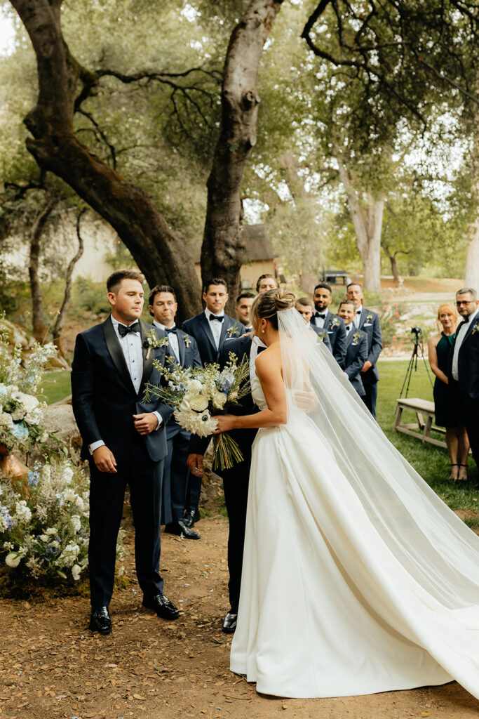 An outdoor ceremony from a glamping wedding weekend at The Ranch at Stoney Creek