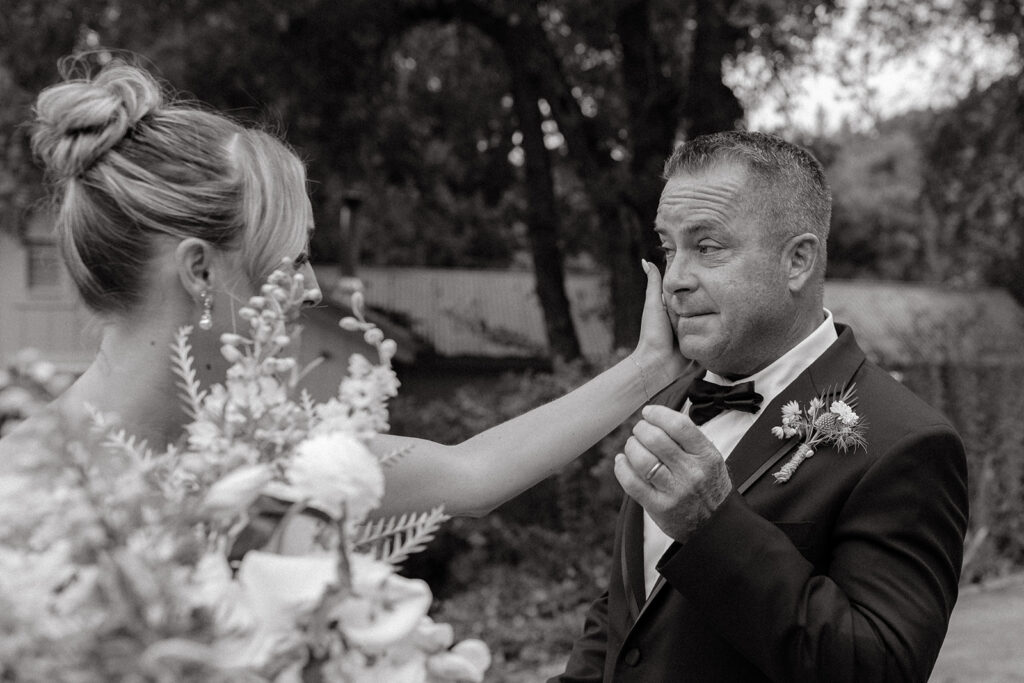 Brides first look with her father
