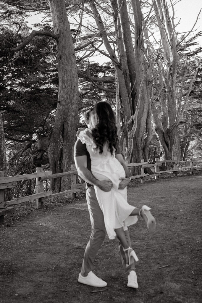 Couple posing for photos in Northern California
