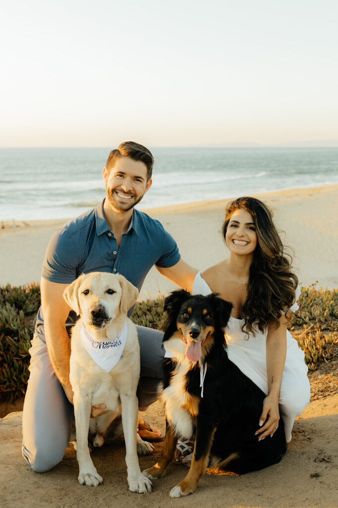 Couples Half Moon Bay engagement photos on the beach