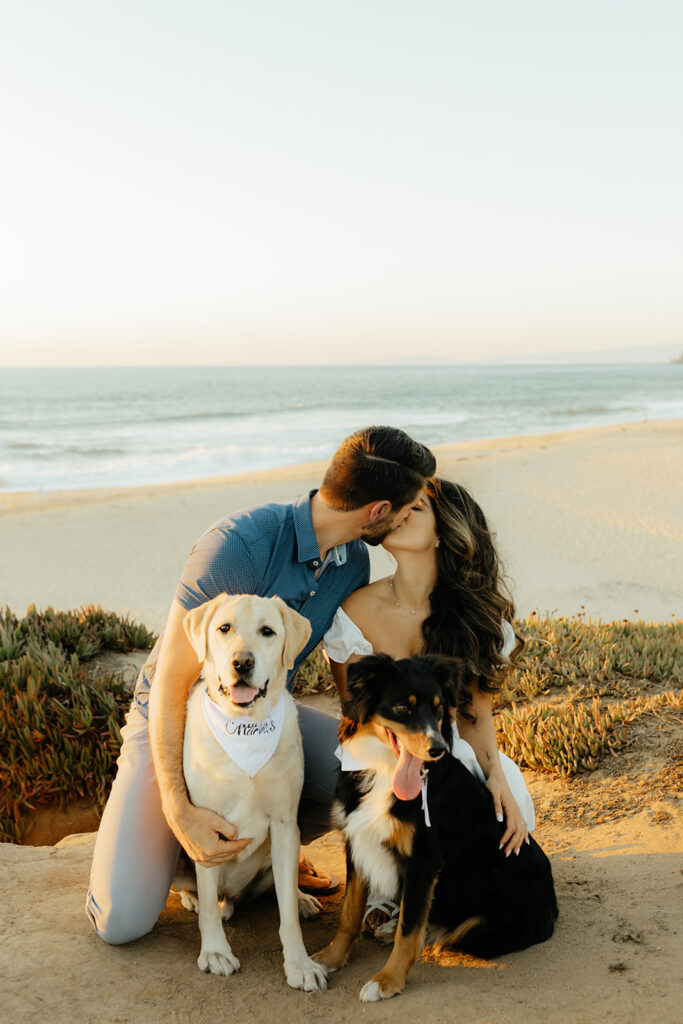 Couples Half Moon Bay engagement photos on the beach