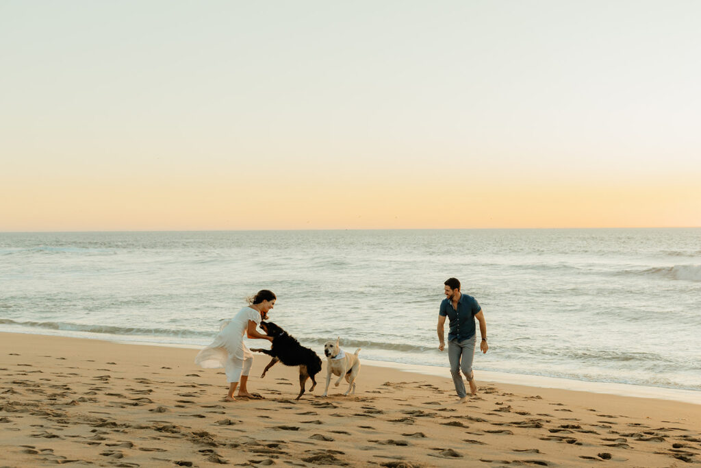Couples Half Moon Bay engagement photos on the beach