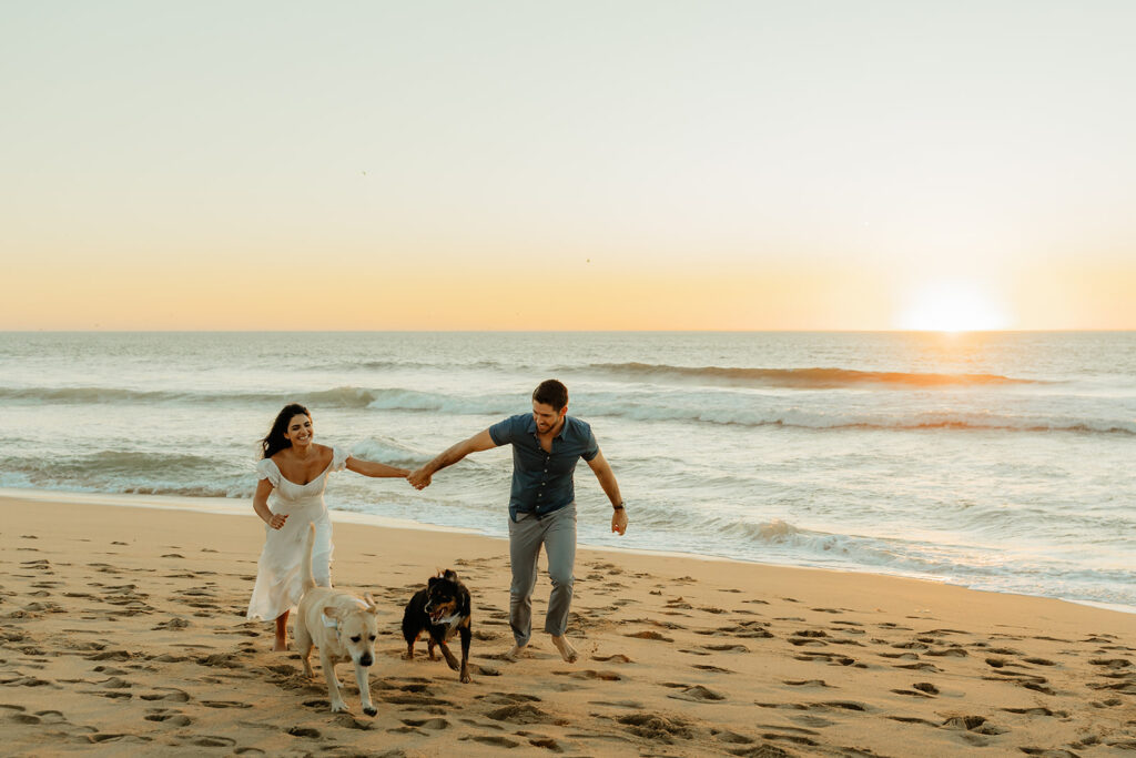 Couples Half Moon Bay engagement photos on the beach