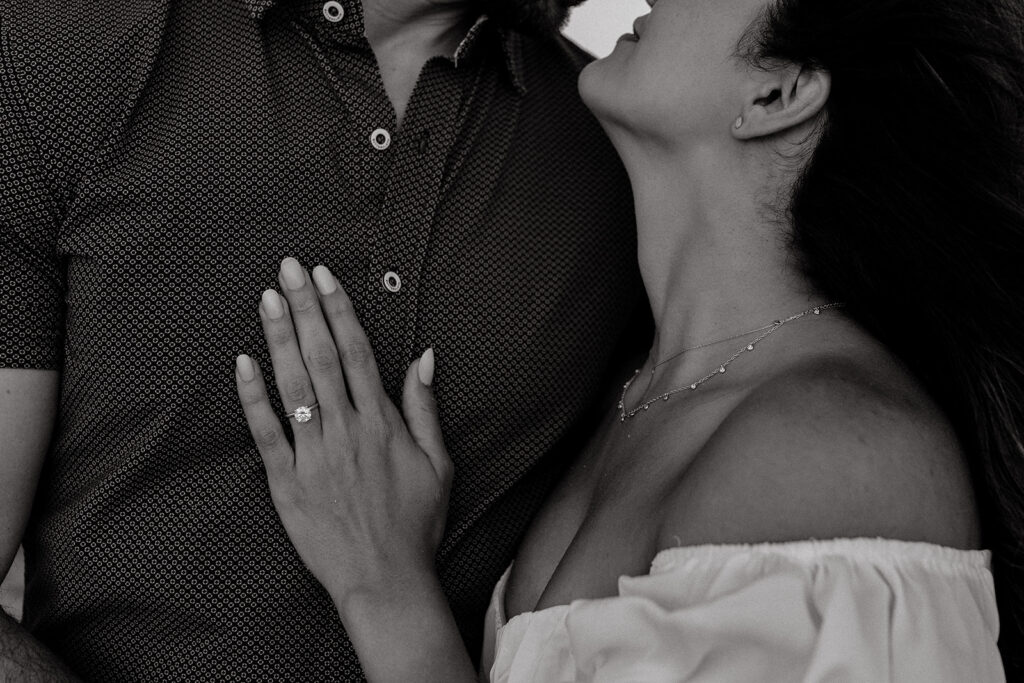 Couples Half Moon Bay engagement photos on the beach