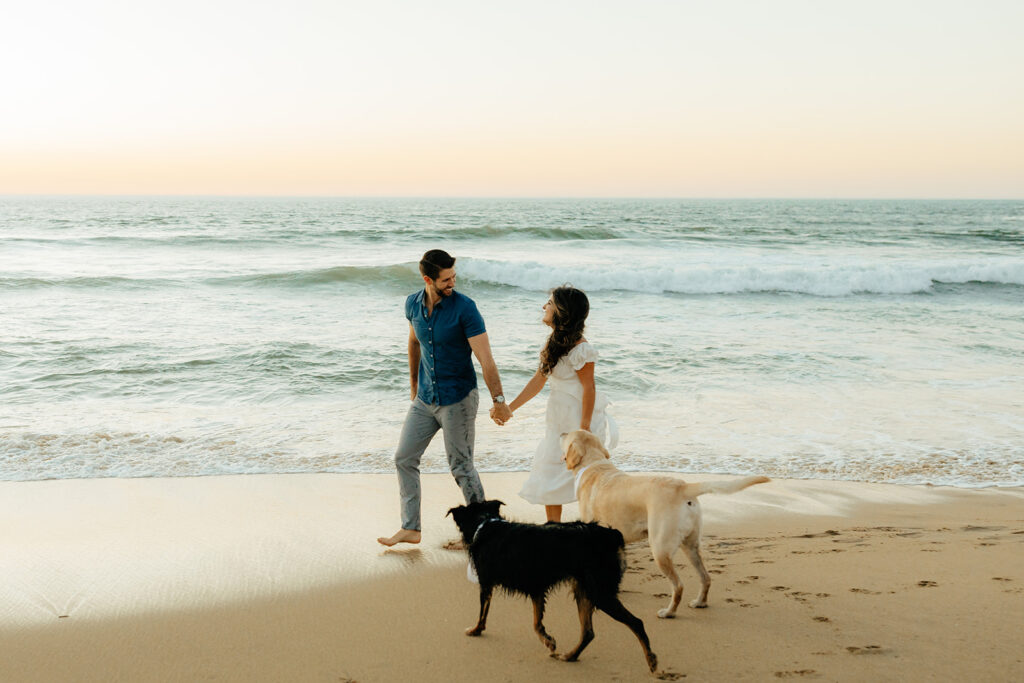 Couples Half Moon Bay engagement photos on the beach