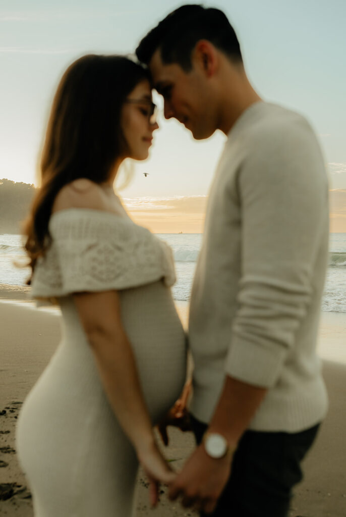 Couples maternity pictures on Bakers Beach in San Francisco, California