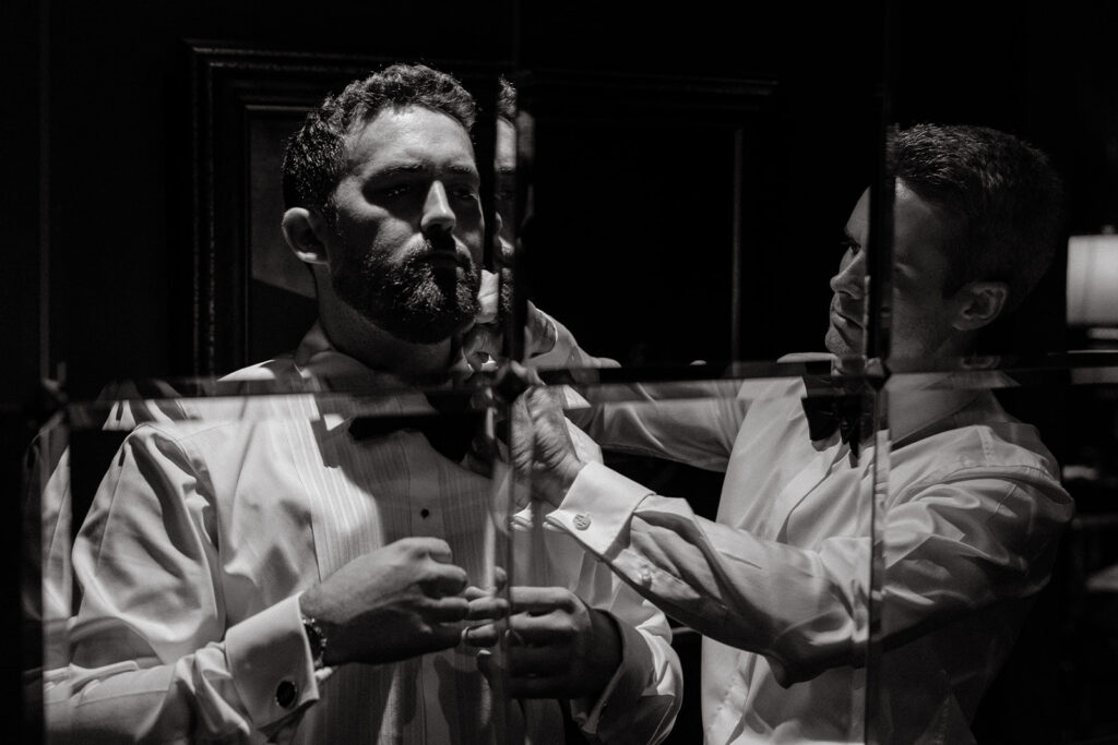 Groom getting ready