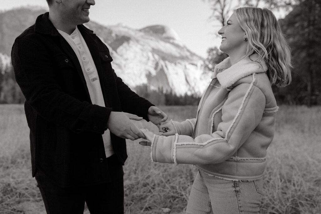 Couples mountain engagement photos in Yosemite National Park
