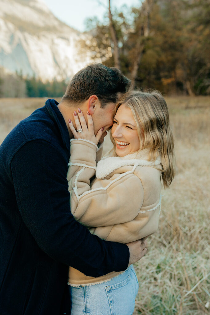 Couples mountain engagement photos in Yosemite National Park