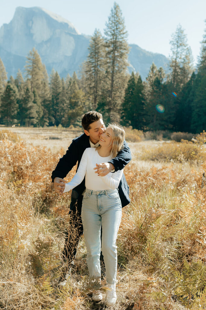 Couples mountain engagement photos in Yosemite National Park