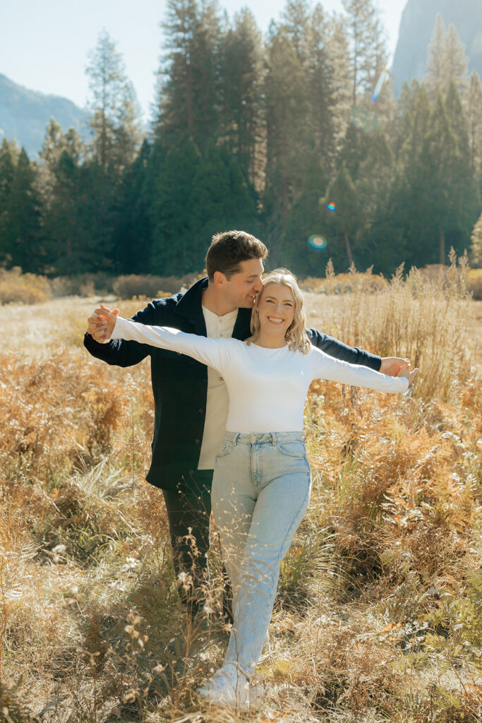 Couples mountain engagement photos in Yosemite National Park