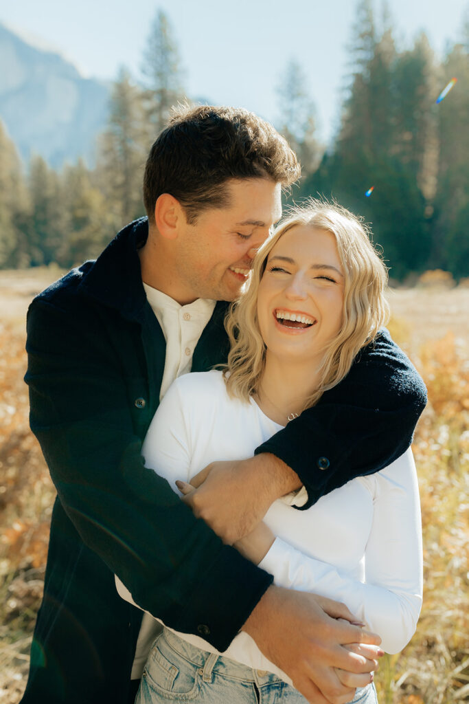 Couples mountain engagement photos in Yosemite National Park