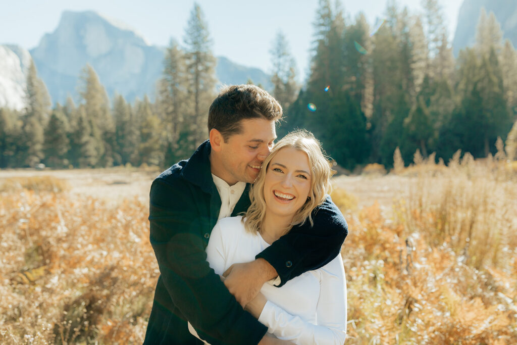 Couples mountain engagement photos in Yosemite National Park