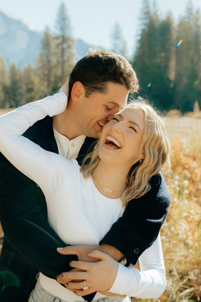 Couples mountain engagement photos in Yosemite National Park