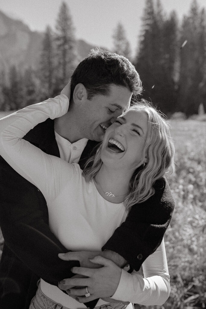 Couples mountain engagement photos in Yosemite National Park