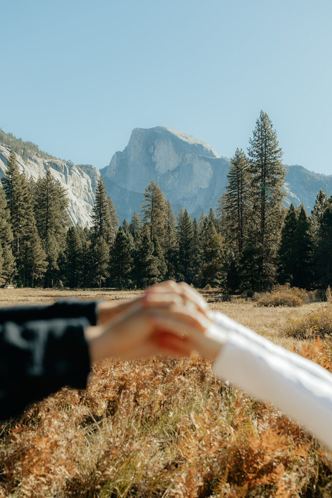 Couples mountain engagement photos in Yosemite National Park