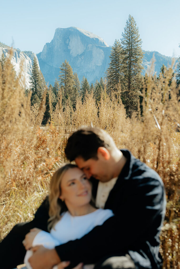 Couples mountain engagement photos in Yosemite National Park
