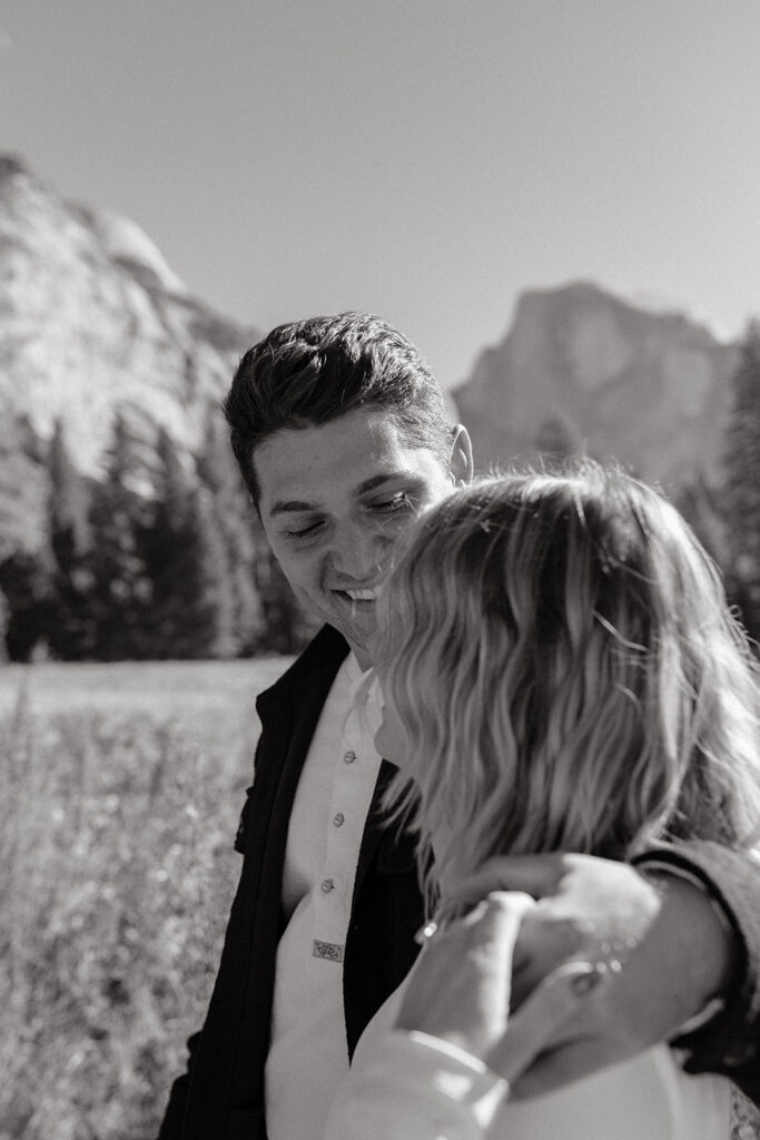 Couples mountain engagement photos in Yosemite National Park