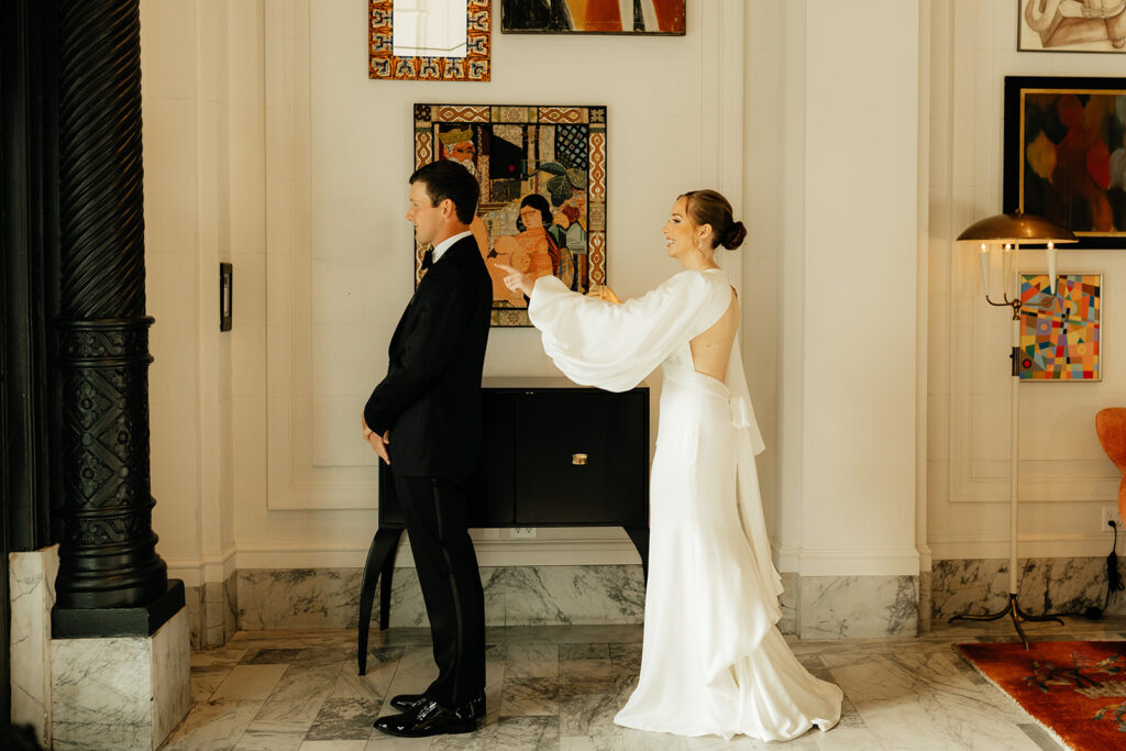 Bride and groom first looks