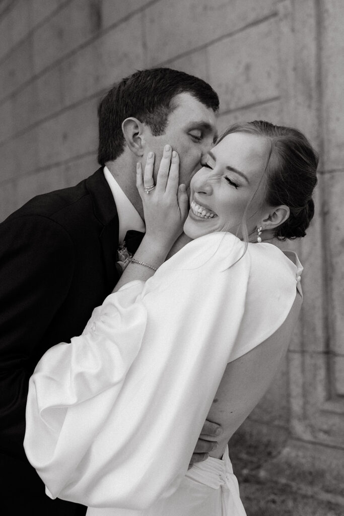 Bride and groom portraits at The Palace of Fine Arts in SF
