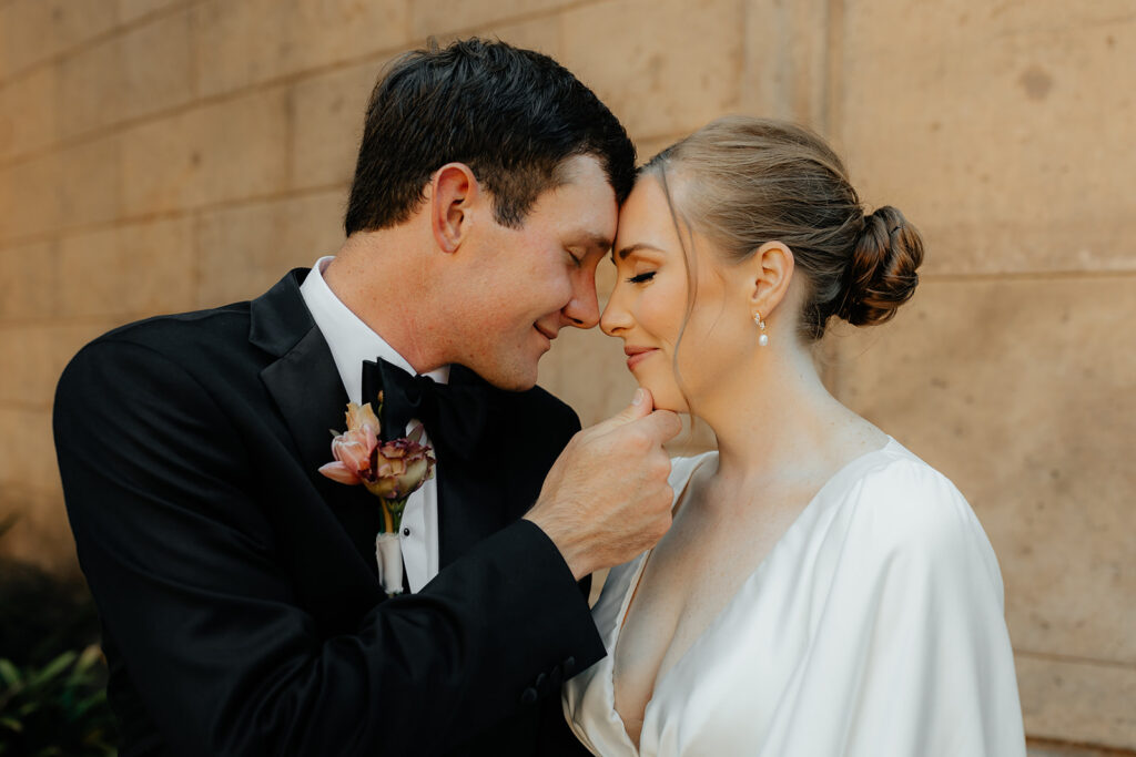 Bride and groom portraits at The Palace of Fine Arts in SF