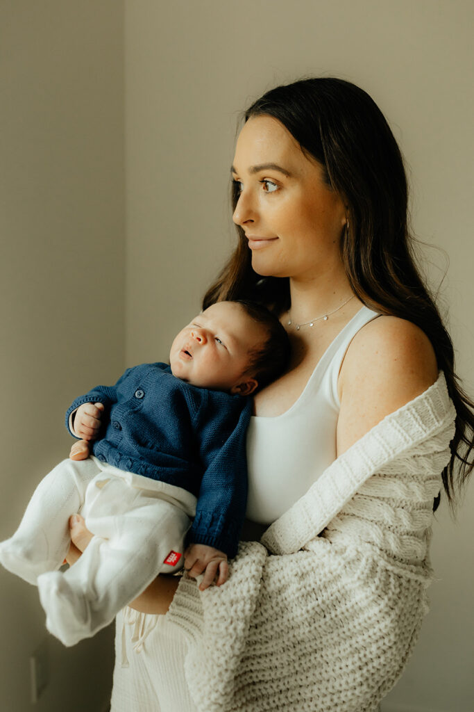 Mother holding her son
