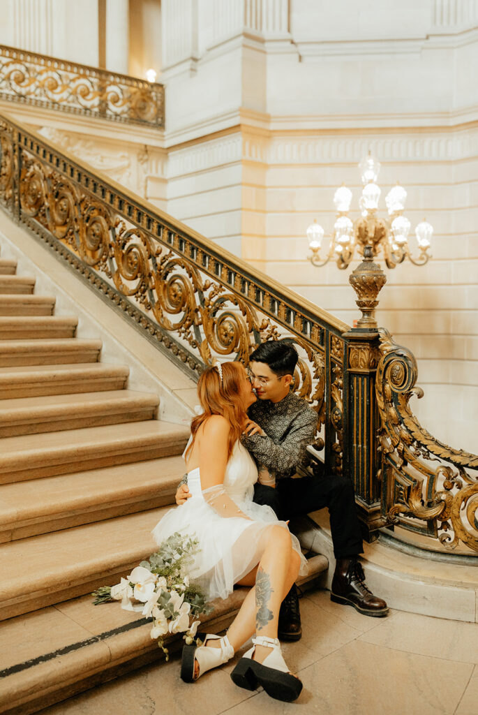 Couples photos from their edgy San Francisco City Hall elopement