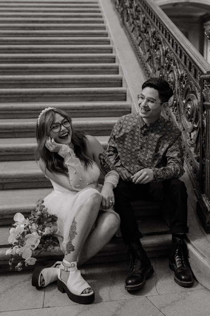Couples photos from their edgy San Francisco City Hall elopement