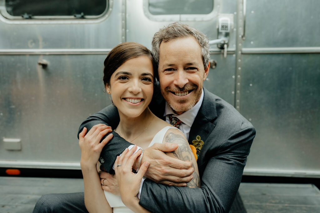 happy couple at their amazing intimate outdoor  wedding day