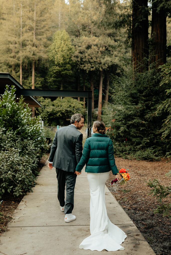 couple hading to their reception